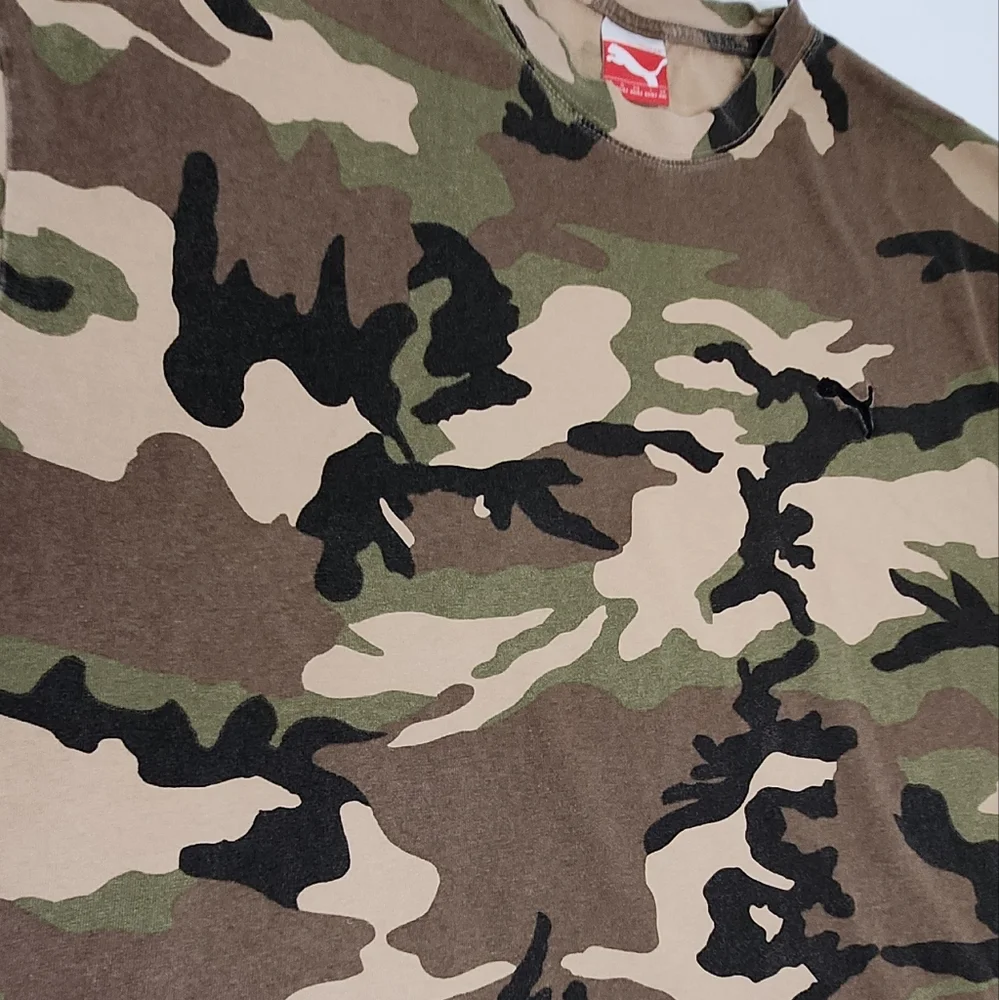 Puma Logo Army Camo Short Sleeve Tee - Picture 2 of 9
